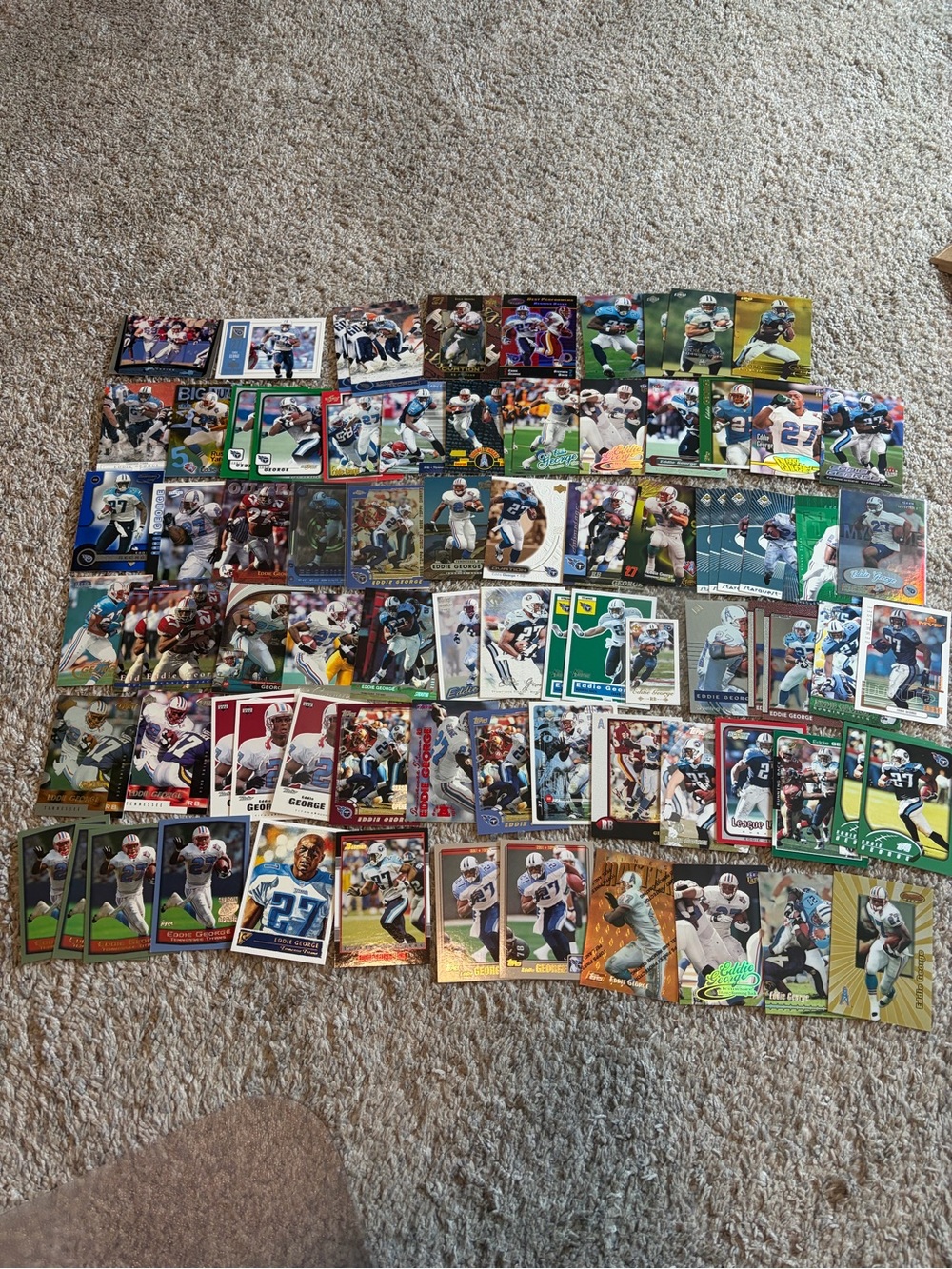 Lot of 82 Eddie George football cards Tennessee Titans Ohio State with inserts